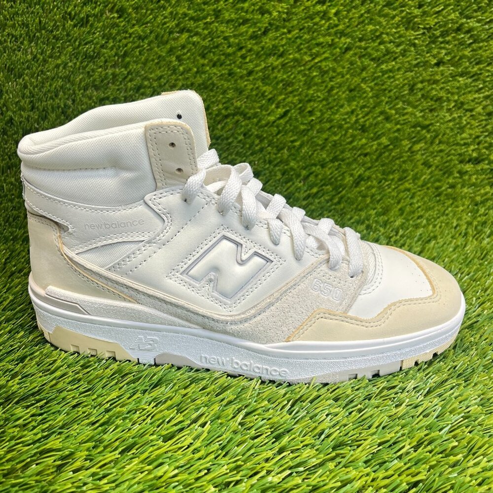New‎ Balance 650R Mid Mens Size 8 White Beige Athletic Leather Shoes Sneakers